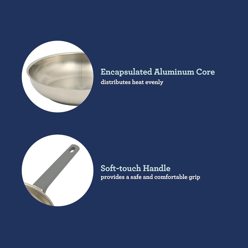 Oster Beauford 10-Inch Stainless Steel Frying Pan – Induction, Oven & Dishwasher Safe Skillet, Soft-Touch Gray Handle, 5-Ply Encapsulated Bottom - Image 5